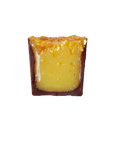 Crème brûlée bon bon cut in half