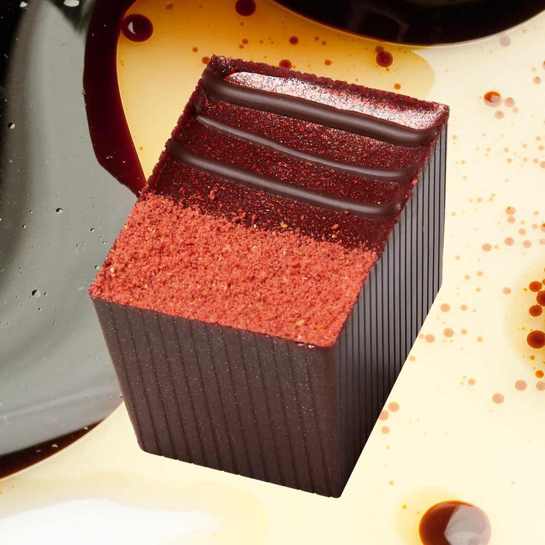 graphic background. Strawberry Balsamic Bon center.