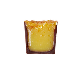 Crème brûlée bon bon cut in half