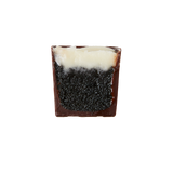Bumpy-Fudgy chocolate cake cream bon bon cut in half