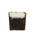 Bumpy-Fudgy chocolate cake cream bon bon cut in half