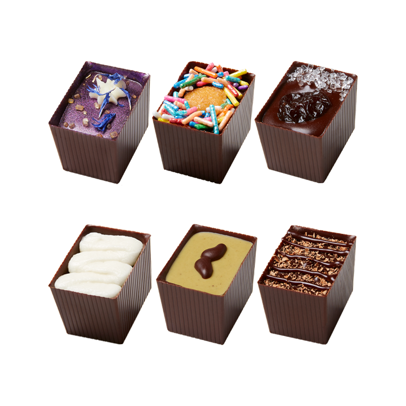 6 pieces of Dark Chocolate Bon Bon Bons displayed at an angle