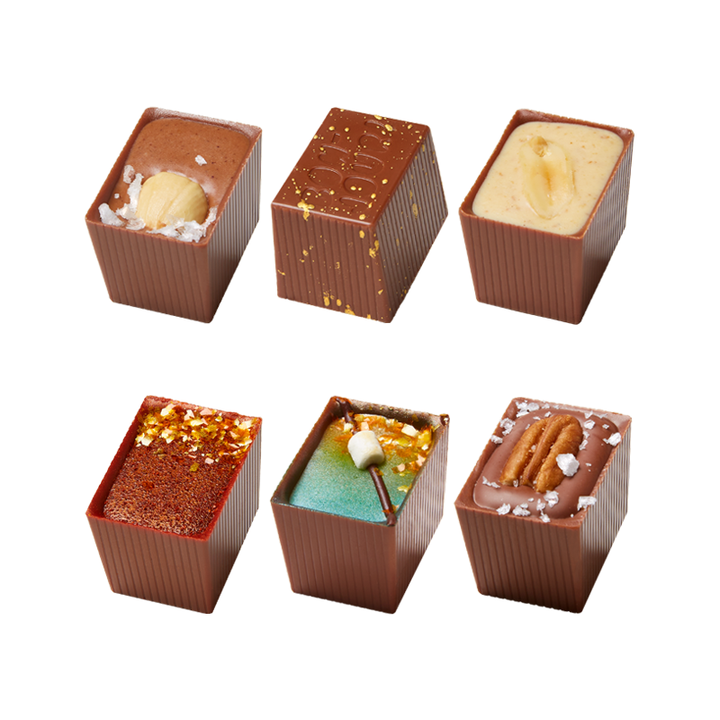 6 pieces of Milk Chocolate Bon Bon Bons displayed at an angle