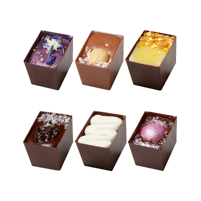 6 pieces of Mix Chocolate Bon Bon Bons displayed at an angle